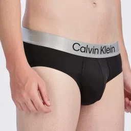 CALVIN KLEIN Black Nylon Fitted Solid Briefs image 3