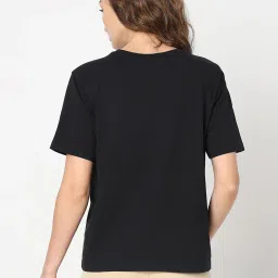 Vero Moda Black Cotton Graphic Print T-Shirt image 3