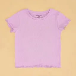 Pantaloons Junior Girls Pastel Lilac Regular Fit T-Shirt image 3