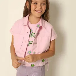 VERO MODA GIRL Lilac Cotton Floral Print T-Shirt image 3