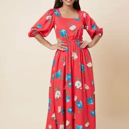 Globus Red Floral Print Gown-image-51
