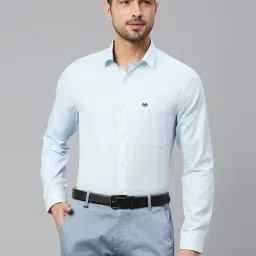 Thomas Scott Sky Blue Slim Fit Self Design Cotton Shirt-image-91