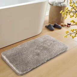 OBSESSIONS Taupe Polyester Anti Skid Bath Mat (Small)-picture-8