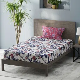 KOPA Pink & Blue Microfibre Floral 192 TC Single Bedsheet with 1 Pillow Cover image 3