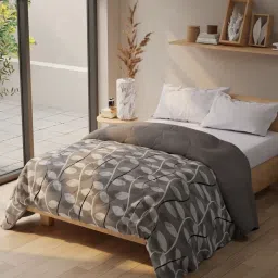 KOPA Dark Grey Microfibre Geometric Double Comforter image 3