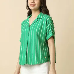 Allen Solly Green Regular Fit Striped Top image 3