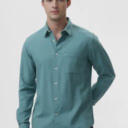 Basics Green Cotton Slim Fit Shirt-picture-4
