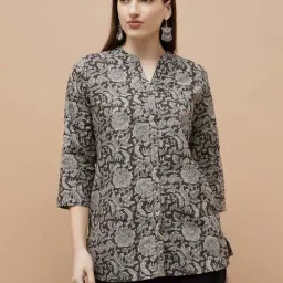 Melange By Lifestyle Black Cotton Regular Fit Printed Kurti-picture-35