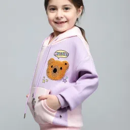 Monte Carlo Girls Printed Pink & Purple Hooded Neck Full Sleeve Sweatshirt image 3
