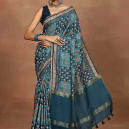 Libas Green Printed Saree With Unstitched Blouse-picture-19