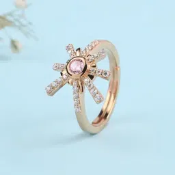 Ornate Jewels 925 Silver 18K Rose Gold Plated Pink CZ Fireworks Sparkles Adjustable Ring for Women-image-58