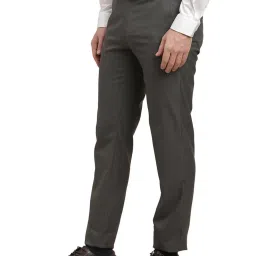 Turtle Grey Slim Fit Chequered Trousers image 3