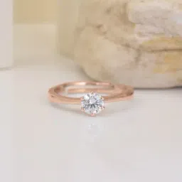 Ornate Jewels 925 Silver 18K Rose Gold Plated 1 Carat American Diamond Adjustable Ring Women-picture-42
