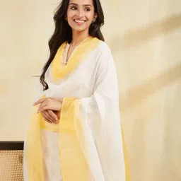 Fabindia Off White Embroidered Dupatta image 3