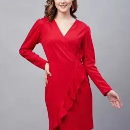 Carlton London Red Wrap Dress-image-1