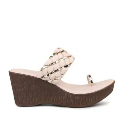 Design Crew Women's Beige Toe Ring Wedges-image-9