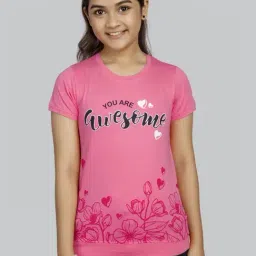 3PIN Girls Pink Cotton Floral T-Shirts-image-13