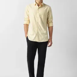 Van Heusen Yellow Cotton Slim Fit Striped Shirt image 5