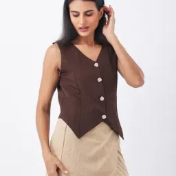 Anvi Be Yourself Brown Regular Fit Waistcoat image 4