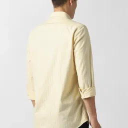 Van Heusen Yellow Cotton Slim Fit Striped Shirt image 2