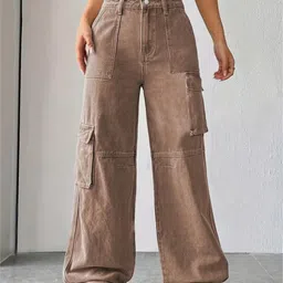 Glossia Nova Women Comfort Wide Leg High-Rise Light Fade Acid Wash Stretchable Jeans-image-15