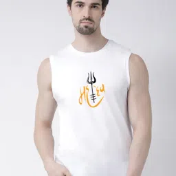 Friskers White Slim Fit Graphic Print Sleeveless T-Shirt-image-36