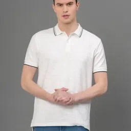 Red Tape White Cotton Regular Fit Self Pattern Polo T-Shirt-picture-19
