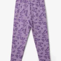 The Souled Store Girls Purple Cotton Printed Leggings-picture-15