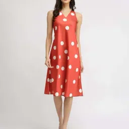 Fablestreet Orange Regular Fit Printed Dress-picture-30