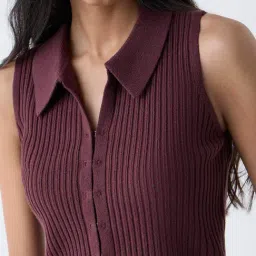 nuon women Nuon by Westside Brown Self-Striped Top image 4