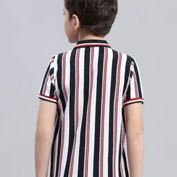 Monte Carlo Boys Striped Polo Collar Extended Sleeves Pockets T-shirt image 3