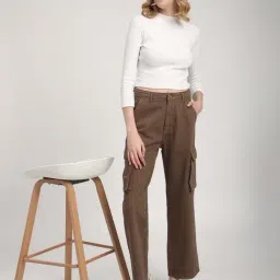 R&B Brown Denim Relaxed Fit High Rise Jeans image 3