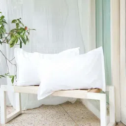 Fabindia White Cotton 180 TC Pillow Cover - Set of 2-image-54