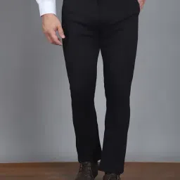 Jainish Black Tapered Fit Texture Trousers-image-57
