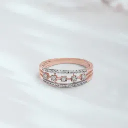 Mia by Tanishq 14k (585) White & Rose Gold and Diamond Radiant Groove Casual Rings-picture-17