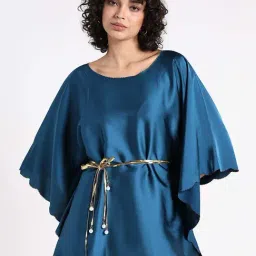 Showoffff Blue Satin Regular Fit Top-picture-37