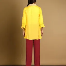 Taneira Yellow Viscose Embroidered Short Kurti image 2