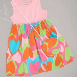 Pantaloons Junior Girls Pink Marshmallow Cotton Printed Casual Dresses-image-29
