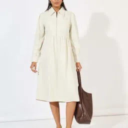 Styli Off-White Cotton Shirt Dress-image-20