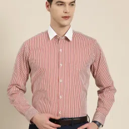 Hancock White & Red Cotton Slim Fit Striped Shirt-picture-32