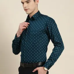 Hancock Navy Cotton Slim Fit Printed Shirt-picture-33