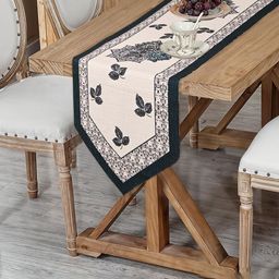 Myntra Elegant Homes Cream & Blue Printed Cotton Table Runner-picture-20