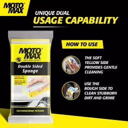Motomax Non-Scratch Double-Sided Cleaning Sponge 21.2x11x6.8 cm Yellow for Automobile image 2