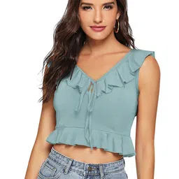 SZN Flutter Sleeve Ruffles Crop Top image 3