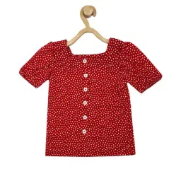 Peter England Kids Red Printed Top-image-3