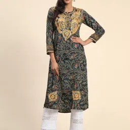 House Of Kari Noor Long Polysilk Hand Embroidered Gown Black-picture-23