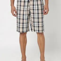 R&B Beige Cotton Regular Fit Checked Shorts-picture-19