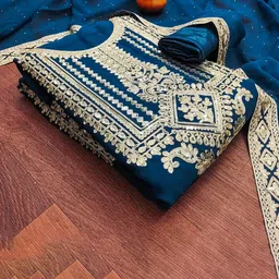 SAINOOR Embroidered Silk Georgette Unstitched Dress Material-picture-37