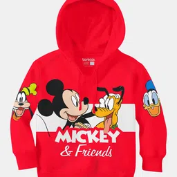 Bonkids Full Sleeves Mickey & Friends Featuring Mickey Mouse & Pluto Printed Hoodie - Red-picture-25