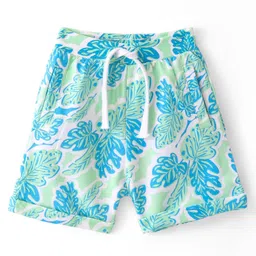 Babyhug Cotton Looper Knit Shorts with Leafy Print - Green-picture-22